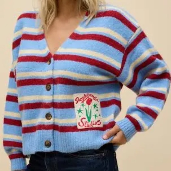Daydreamer Sweaters - Daydreamer Stripe Boxy Knit in color Airey Blue Stripe NWT